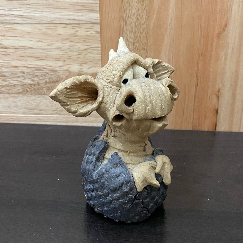 Adorable Kitsch Dragon Incense Burner Clay Pottery Figurine - Picture 7 of 12